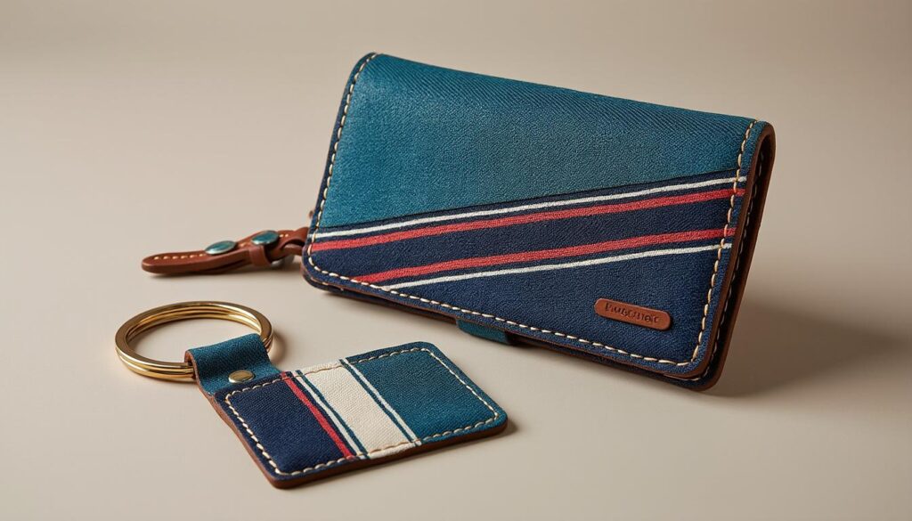 découvrez nos porte-chéquiers et petits articles de maroquinerie fabriqués en voile recyclée, alliant élégance et durabilité pour un accessoire unique et écoresponsable.