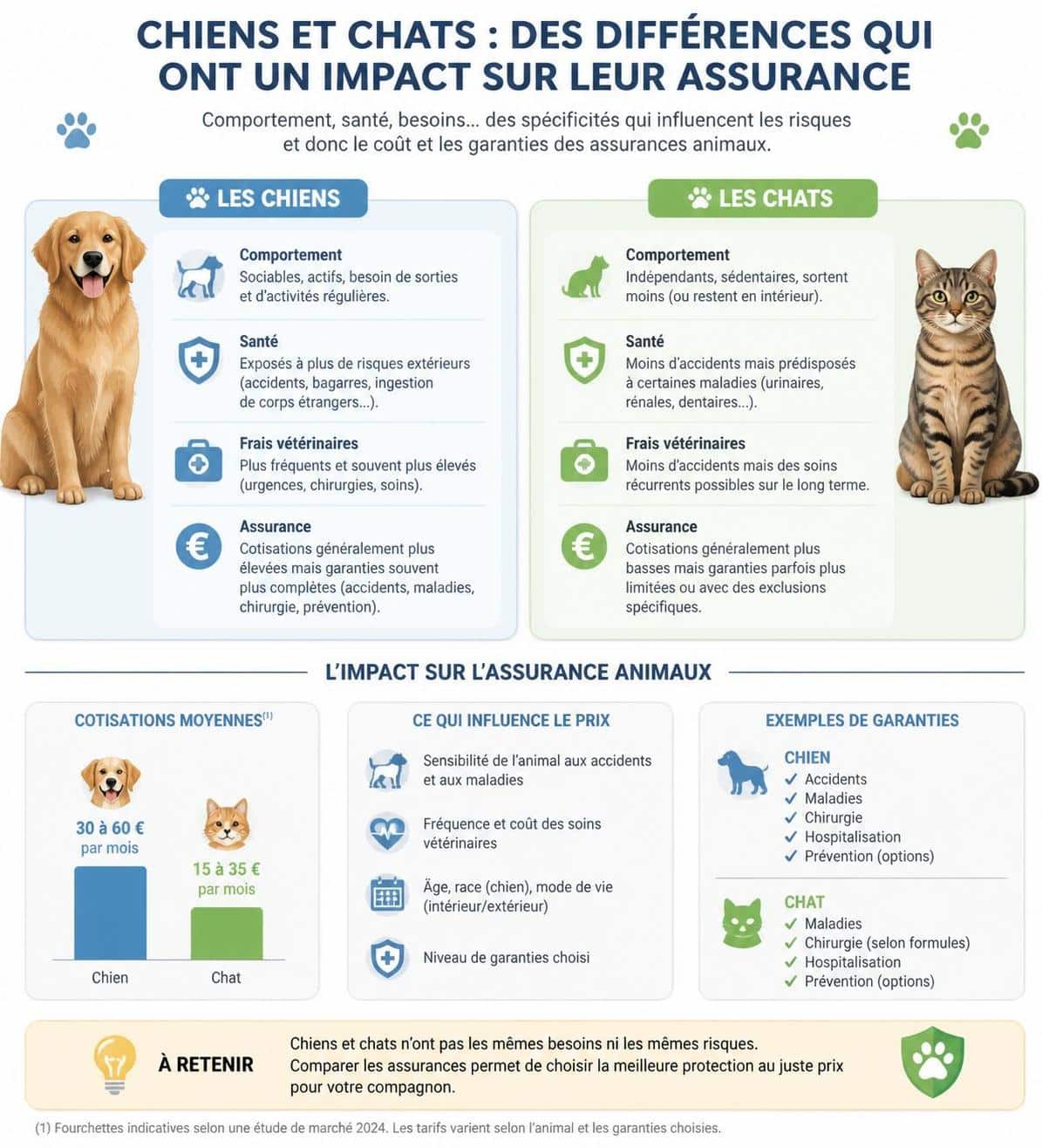 d&eacute;couvrez les diff&eacute;rences essentielles entre l'assurance pour chiens et chats afin de prot&eacute;ger au mieux vos compagnons &agrave; quatre pattes.